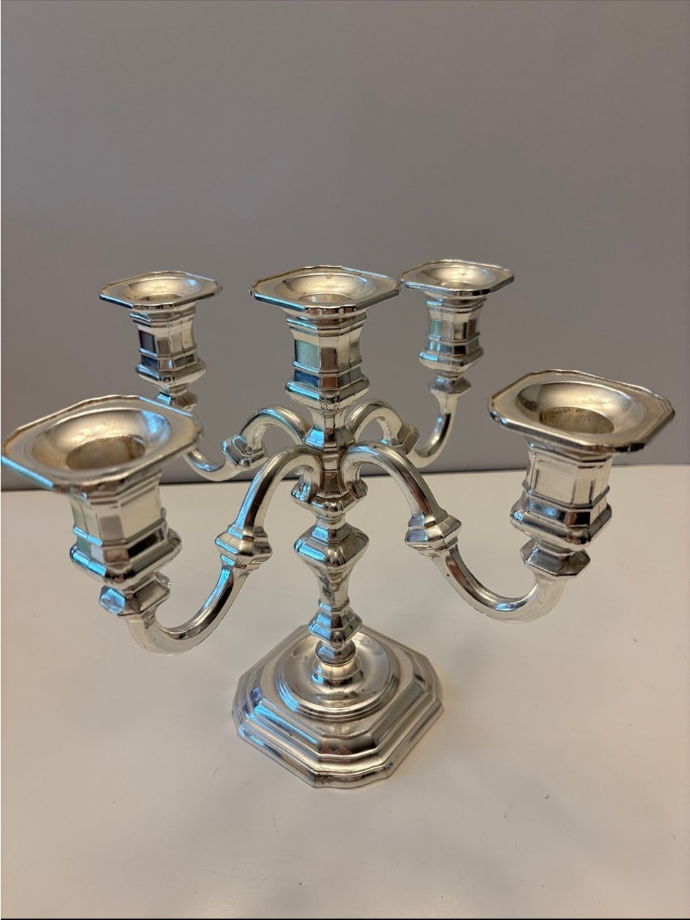 Vintage Five-Arm Silver Candelabra - Picture 9 of 11